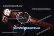 IWC Portugieser Chronograph Swiss Valjoux 7750 Automatic Rose Gold Case with Black Dial Arabic Number Markers and Brown Leather Strap