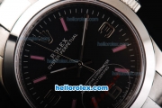 Rolex Air King Automatic Movement Full Steel with Black Dial and Pink Stick Markers