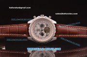 Breitling for Bentley Motors Automatic Tourbillon Silver Case with White Dial and Brown Leather Strap