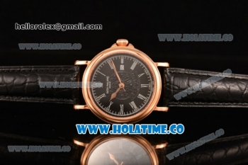 Patek Philippe Calatrava Miyota Quartz Rose Gold Case with Black Dial and Roman Numeral Markers