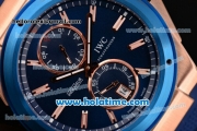 IWC Ingenieur Asia ST Automatic Rose Gold Case with Blue Rubber Bracelet Blue Dial and Stick Markers