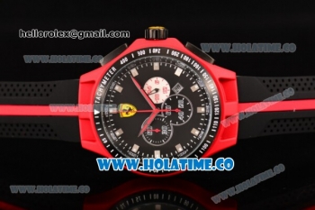 Ferrari Race Day Watch Chrono Miyota OS20 Quartz Red PVD Case with Black Dial and Silver Stick Markers