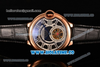 Cartier Ballon Bleu De Tourbillon Asia Automatic Rose Gold Case with Black Dial and Black Leather Strap - Roman Numeral Markers