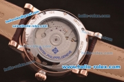 Patek Philippe Tourbillon Automatic Rose Gold Case with White Dial and Brown Leather Strap