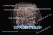 Hublot MP-06 Senna Champion 88 Chrono Miyota Quartz PVD Case with Skeleton Dial and Black Leather Strap