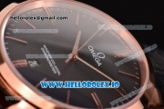 Omega De Ville Tresor Master Co-Axial Swiss ETA 2824 Automatic Rose Gold Case with Black Leather Strap and Black Dial