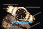 Rolex Cosmograph Daytona Clone Rolex 4130 Automatic Yellow Gold Case/Bracelet with Blac Dial and Stick Markers (BP)