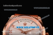 Rolex Day-Date Asia 2813/Swiss ETA 2836/Clone Rolex 3135 Automatic Rose Gold Case with Roman Numeral Markers and White Dial (BP)