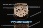 Bell&Ross BR 03-92 S Aviation Type Miyota 9015 Automatic Steel Case with White Dial and Beige Leather Strap