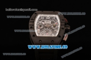 Richard Mille RM 011 Felipe Massa Flyback Chronograph Swiss Valjoux 7750 Automatic Carbon Fiber Case with Skeleton Dial and White Inner Bezel - 1:1 Original