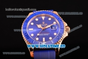 Rolex Yachtmaster 40/Yachtmaster II Asia 2813 Automatic Steel Case with Blue Dial and Blue Rubber Strap - White Markers