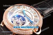 Cartier Ballon Bleu Tourbillon Seagull ST80 Tourbillon Manual Winding Rose Gold Case with Grey Dial and Diamonds Bezel