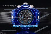 Hublot Big Bang UNICO Sapphire Blue Miyota Quartz Sapphire Crystal Case with Skeleton Dial and Black Rubber Strap Stick/Arabic Numeral Markers