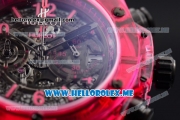 Hublot Big Bang UNICO Sapphire All Red Miyota Quartz Sapphire Crystal Case with Skeleton Dial and Red Rubber Strap Stick/Arabic Numeral Markers