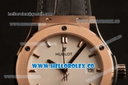 Hublot Classic Fusion Miyota 9015 Automatic Rose Gold Case with White Dial and Black Leather Strap (AAAF)