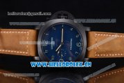 Panerai Luminor 1950 3 Days GMT Asia ST25 Automatic PVD Case with Blue Dial Arabic Numeral Markers and Brown Leather Strap