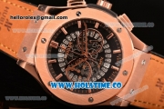 Hublot Classic Fusion Skeleton Chrono Miyota Quartz Rose Gold Case with Skeleton Dial and Stick Markers