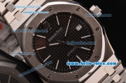 Audemars Piguet Royal Oak Swiss ETA 2836 Automatic Steel Case with Stick Markers Black Dial and Stainless Steel Strap