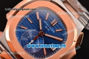 Patek Philippe Nautilus Chrono Swiss Valjoux 7750-CHG Automatic Two Tone with Blue Dial and Stick Markers (BP)