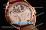 Cartier Cle de Cartier Swiss Tourbillon Manual Winding Rose Gold Case with White Dial and Pink Leather Strap