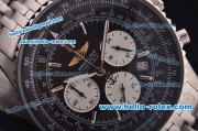 Breitling Navitimer Chronograph Miyota Quartz Movement Steel Case and Bracelet with Black Dial