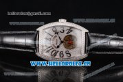 Franck Muller Casablanca Asia Automatic Steel/Diamonds Case with Diamonds Dial and Diamonds Bezel Black Leather Strap (ZF)