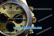 Rolex Daytona Chronograph Clone Rolex 4130 Automatic Yellow Gold Case with Yellow Gold Dial Stick Markers and Black Rubber Strap - 1:1 Original (AR)