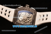 Richard Mille RM11-03 Swiss Valjoux 7750 Automatic Carbon Fiber Case Skeleton Dial With Arabic Numeral Markers White Rubber Strap 1:1 Clone (KV)