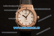 Hublot Classic Fusion Miyota 9015 Automatic Rose Gold Case with White Dial and Black Leather Strap (AAAF)