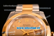 Rolex Datejust II Asia 2813 Automatic Steel/Yellow Gold Case with Diamonds Markers and Yellow Gold Dial