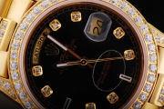 Rolex Day-Date Automatic With Black Dial-Full Diamond Bezel and Marking