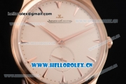 Jaeger-LECoultre Master Ultra Thin Small Second Miyota 9015 Automatic Rose Gold Case with Beige Dial and Stick Markers Brown Leather Strap (ZF)