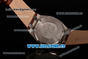 Audemars Piguet Royal Oak Lady Swiss Quartz Steel Case with Brown Leather Strap White Dial and Stick Markers