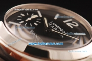 Panerai Luminor Marina Pam 005 Asia 6497 Manual Winding Steel Case with Black Dial and Dark Brown Leather Strap