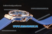 Hublot Big Bang Tutti Japanese Miyota Quartz Rose Gold Case with Blue Dial Stick Markers and Blue Rubber Strap