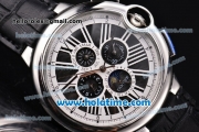 Cartier Ballon Bleu De 45MM Miyota Quartz Steel Case with Black Dial and Black Leather Strap