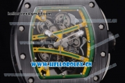 Richard Mille RM 038 Miyota 9015 Automatic PVD Case with Skeleton Dial Dot Markers and Black Rubber Strap