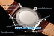 Patek Philippe Calatrava Miyota Quartz Steel Case with Silver Stick Markers and Brown Dial