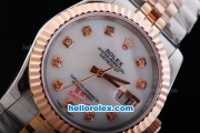 Rolex Datejust Working Chronograph Automatic Movement Rose Gold Bezel with White Dial and Diamond Marking