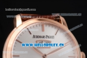 Audemars Piguet Jules Audemars Tourbillon Swiss Tourbillon Manual Winding Rose Gold Case with Silver Dial Stick Markers and Brown Leather Strap (FT)