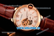 Cartier Ballon Bleu De 42MM Miyota 82S7 Automatic Rose Gold Case with White Dial Brown Leather Strap and Stick Markers
