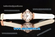 Hublot Big Bang Tutti Japanese Miyota Quartz Rose Gold Case with White Dial Stick Markers and White Rubber Strap