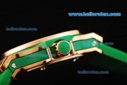 Hublot Big Bang King Swiss Quartz Movement Rose Gold Case with White Dial and Green Rubber Strap