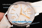 Vacheron Constantin Patrimony Swiss ETA 2824 Automatic Steel Case with White Leather Strap White Dial and Diamond Bezel