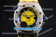 Audemars Piguet Royal Oak Offshore Diver Asia 2813 Automatic Steel Case with Yellow Dial and Stick Markers Yellow Rubber Strap (EF)