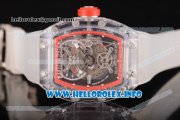 Richard Mille RM 56-01 Tourbillon Miyota 6T51 Manual Winding Sapphire Crystal Case with Skeleton Dial and Aerospace Nano Translucent Strap - Red Inner Bezel