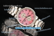 IWC Portuguese Chrono Miyota Quartz Full Steel with Pink Dial and Arabic Numeral Markers