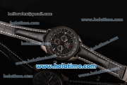Breitling Bentley Barnato Chrono Swiss Valjoux 7750-SHG Automatic PVD Case with Stick Markers Black Leather Bracelet and Black Dial