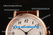 Breguet Classique Miyota 9015 Automatic Rose Gold Case with White Dial Brown Leather Strap and Arabic Numeral Markers