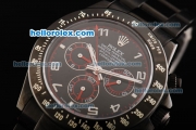 Rolex Daytona Oyster Perpetual Swiss Valjoux 7750 Automatic Movement Full PVD with Black Dial and Silver Numeral Markers
